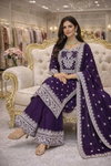 Ssc 715 Heavy Fandy Silk Embroidery Work Plazzo Suits Suppliers In India